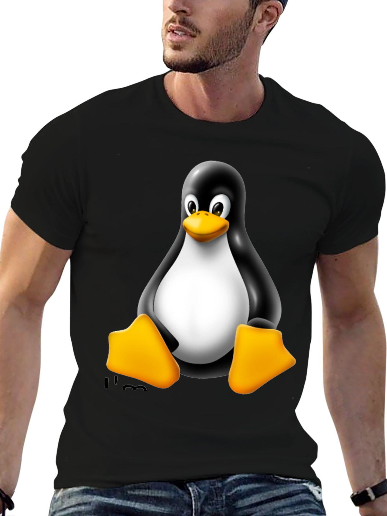 Linux Tux Penguin Black Graphic Tee