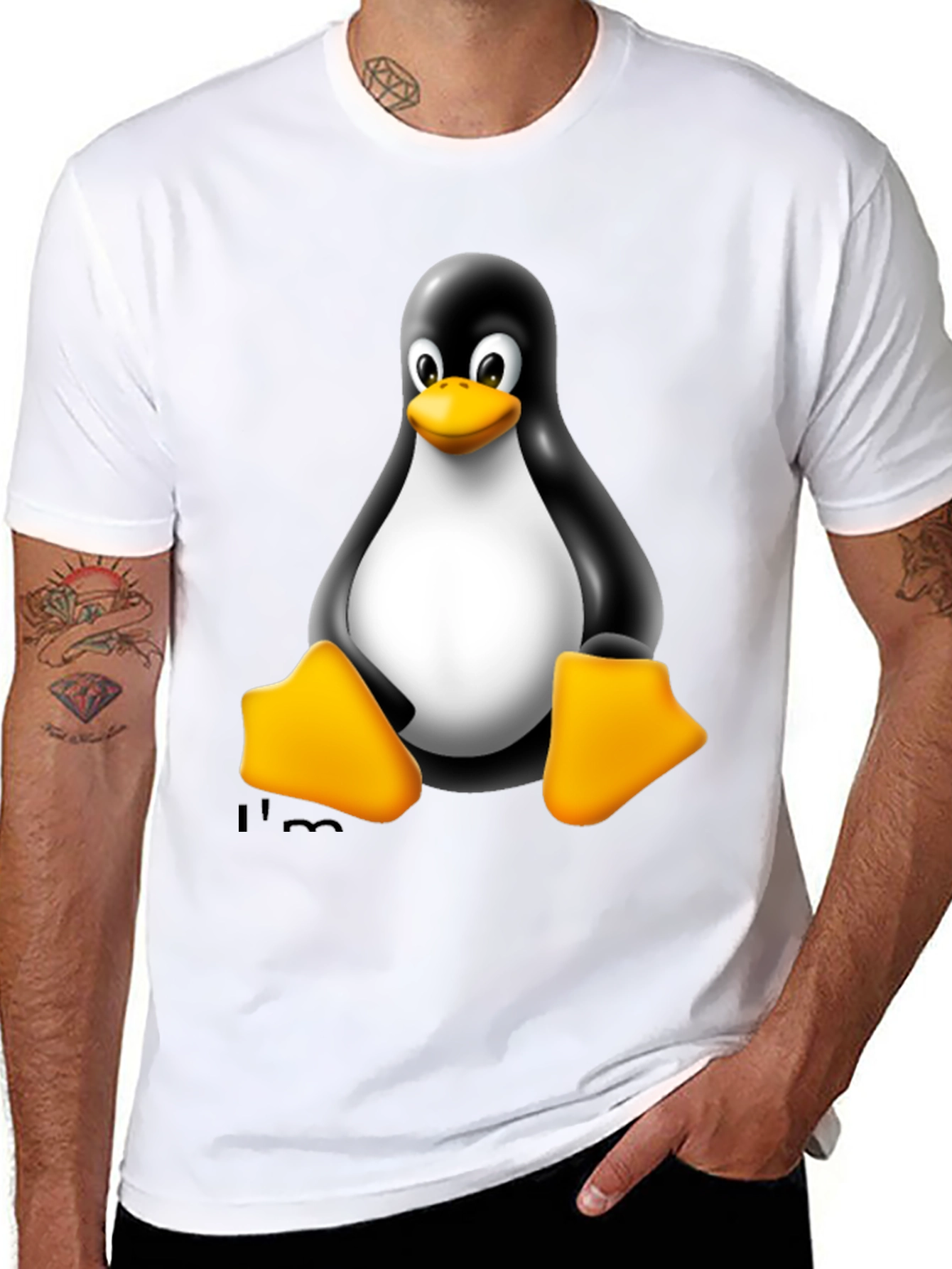 Linux Tux Penguin Black Graphic Tee