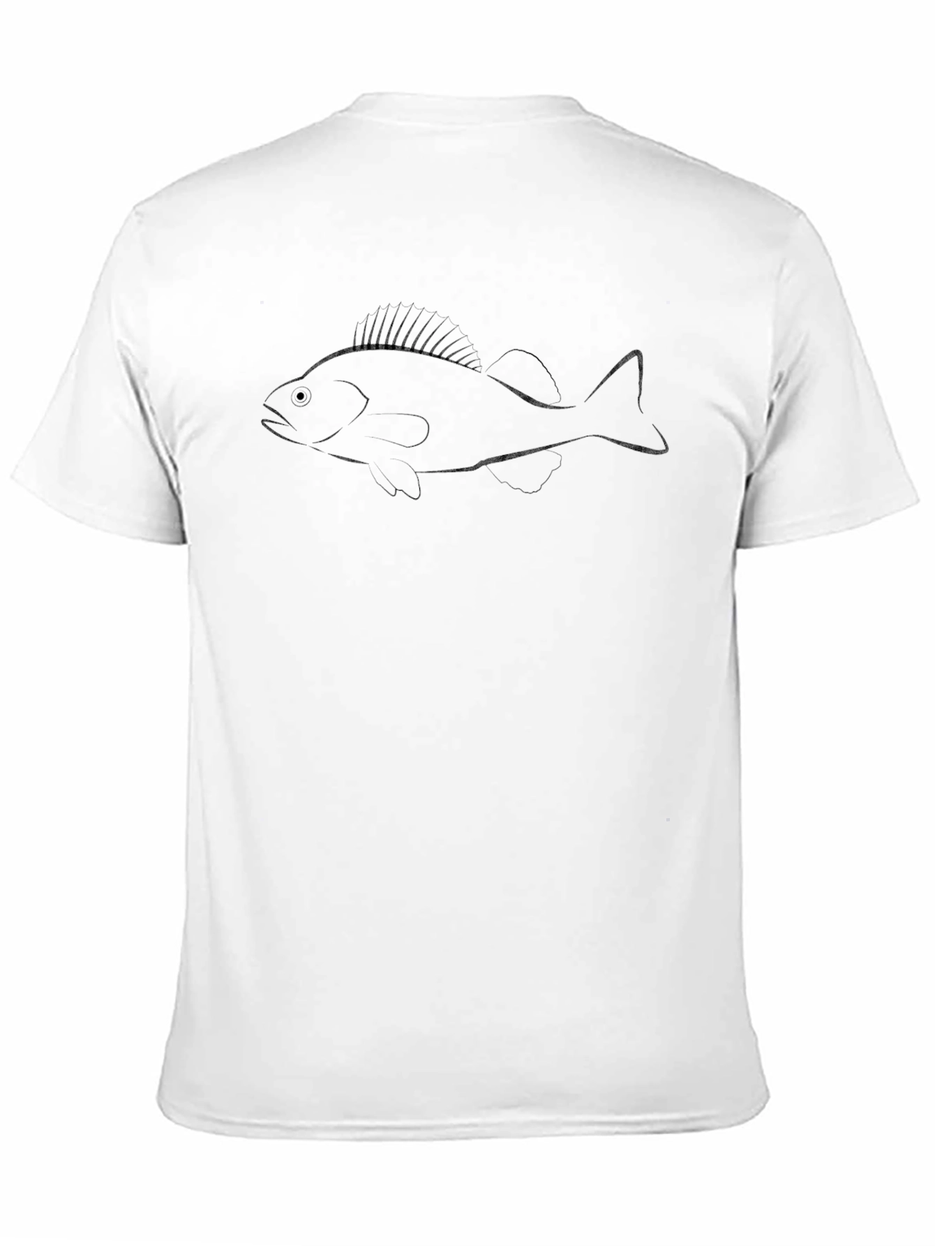 Mens Black T-Shirt with Fish Outline Design