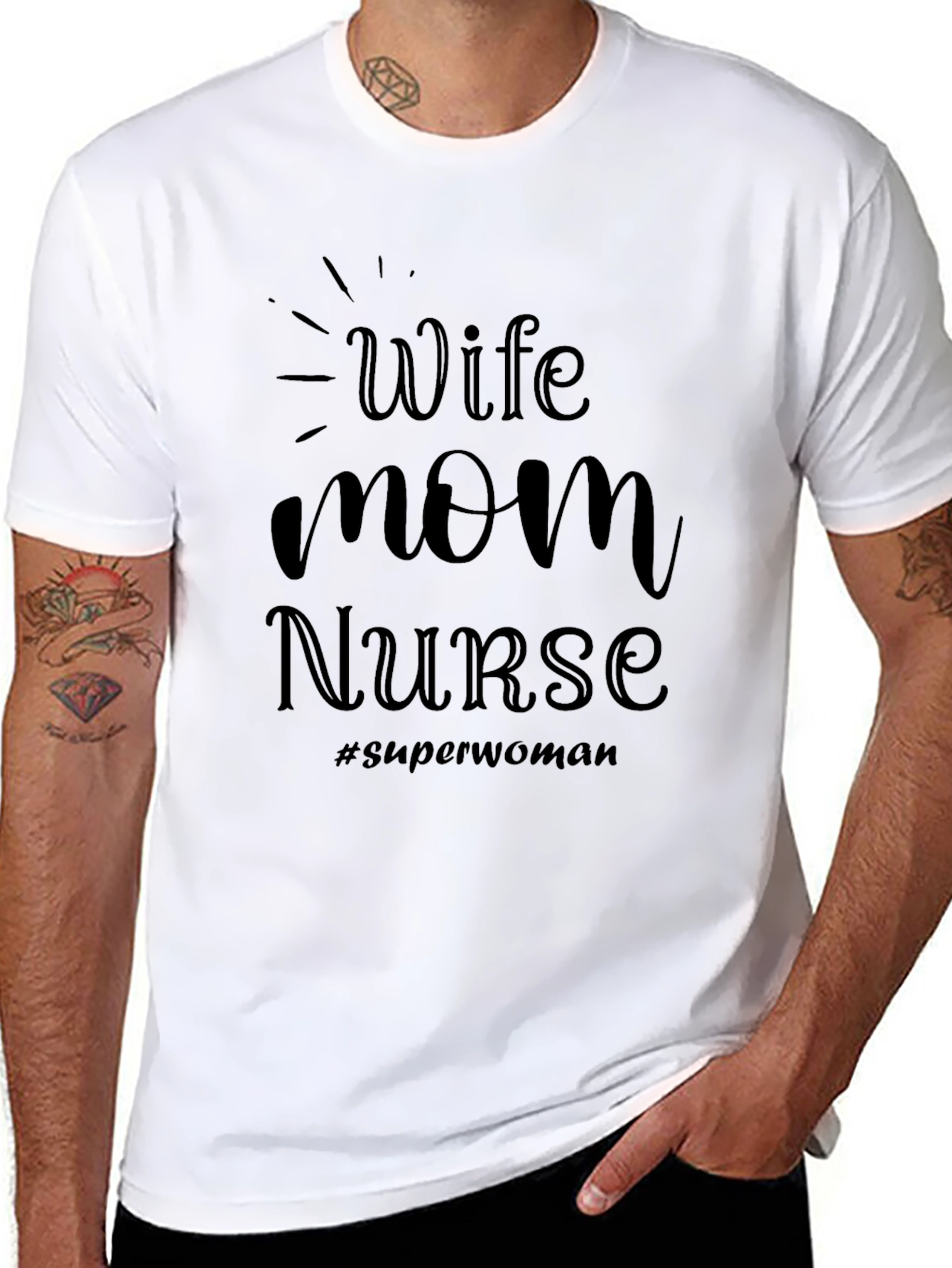 Wife Mom Nurse Superwoman Black T-Shirt