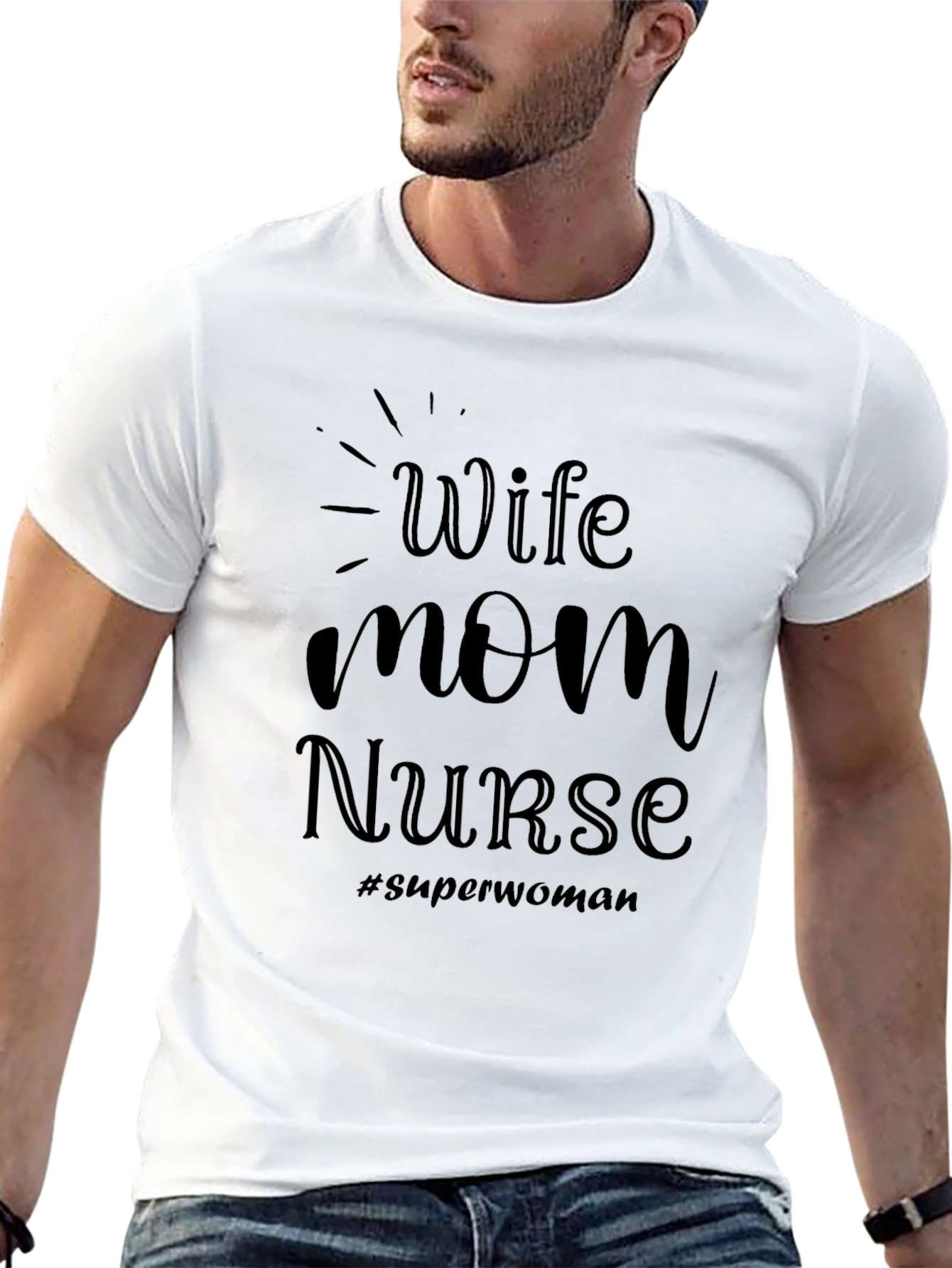 Wife Mom Nurse Superwoman Black T-Shirt