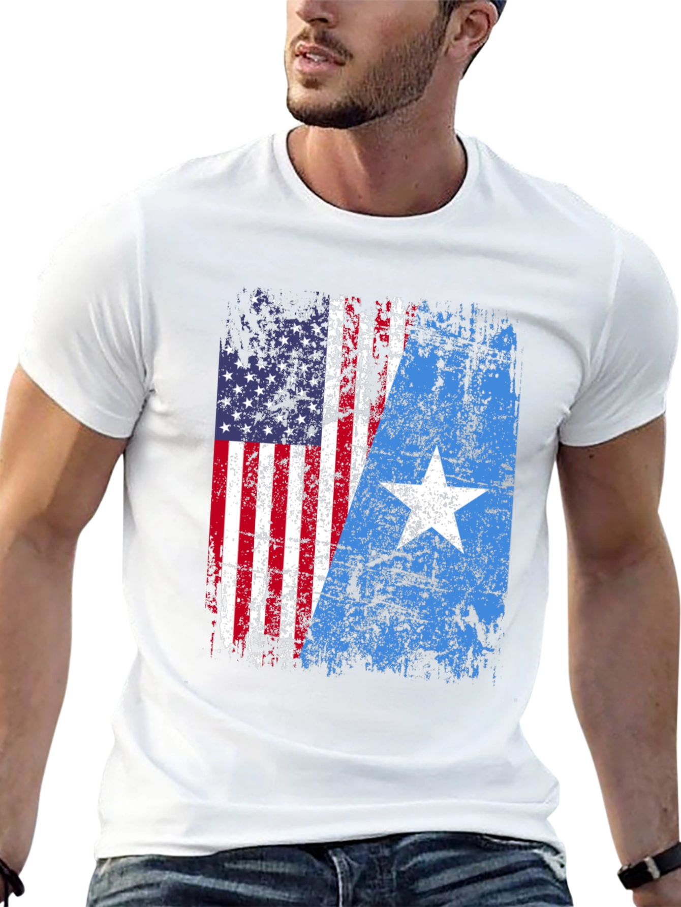 USA Somalia Flag Graphic T-Shirt - Patriotic Blend