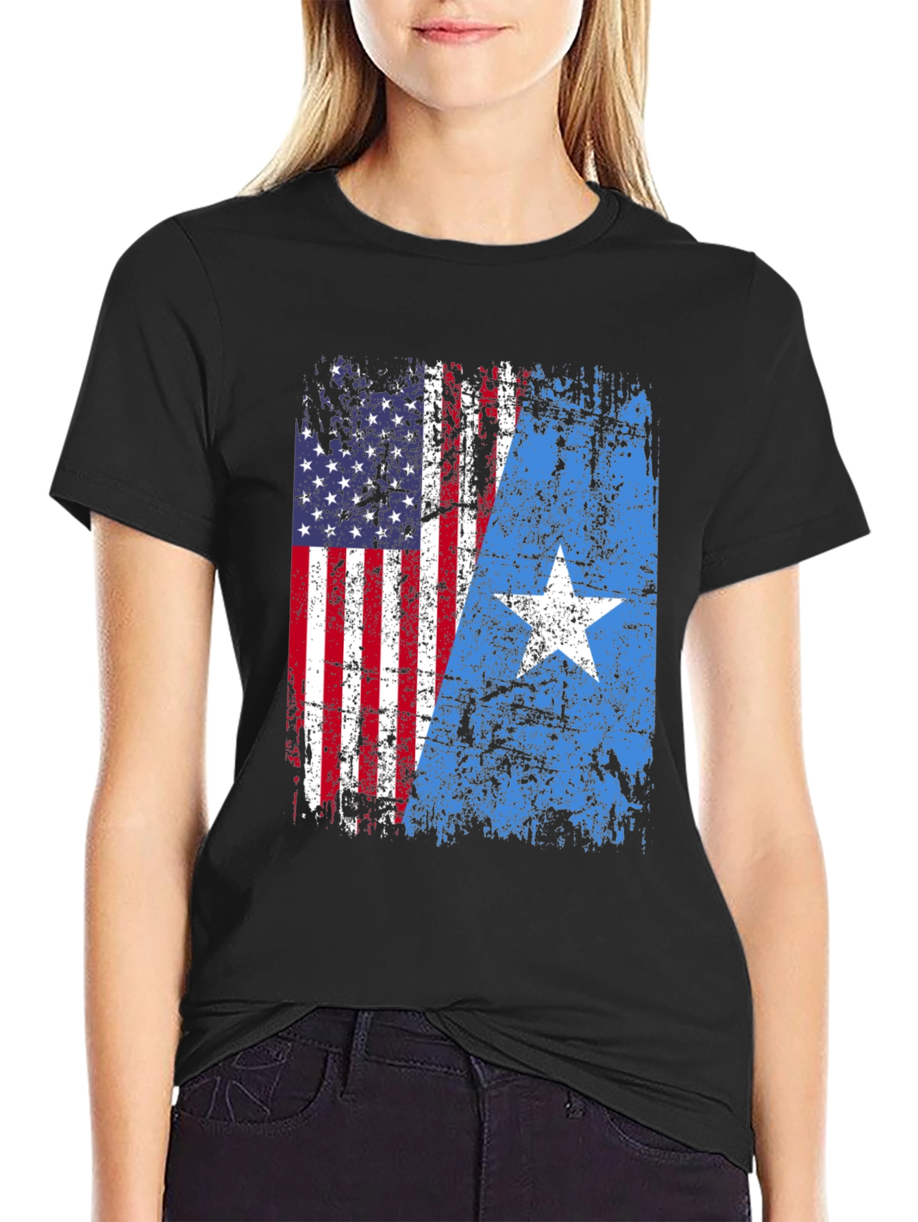 USA Somalia Flag Graphic T-Shirt - Patriotic Blend
