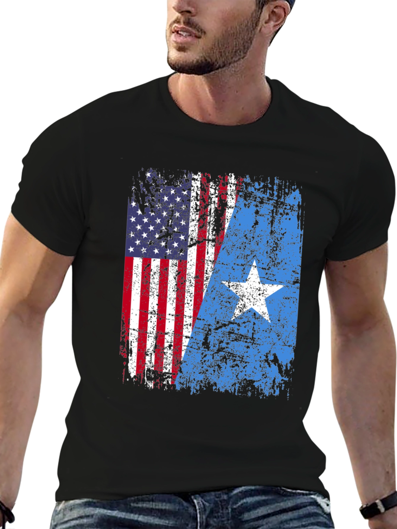 USA Somalia Flag Graphic T-Shirt - Patriotic Blend