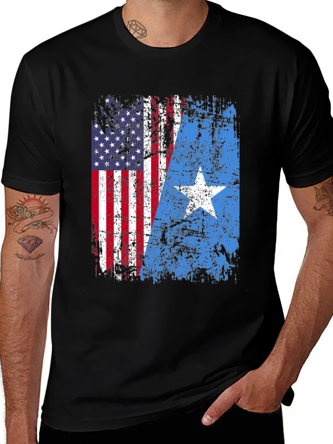 USA Somalia Flag Graphic T-Shirt - Patriotic Blend