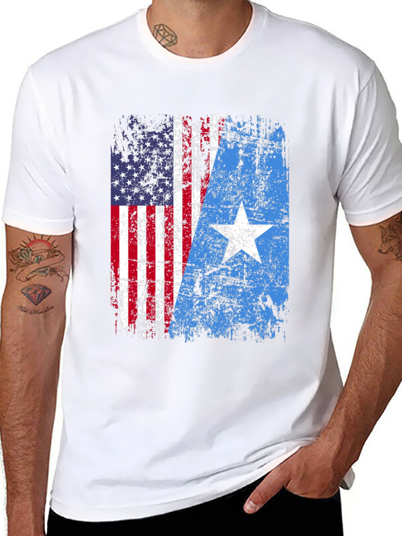USA Somalia Flag Graphic T-Shirt - Patriotic Blend