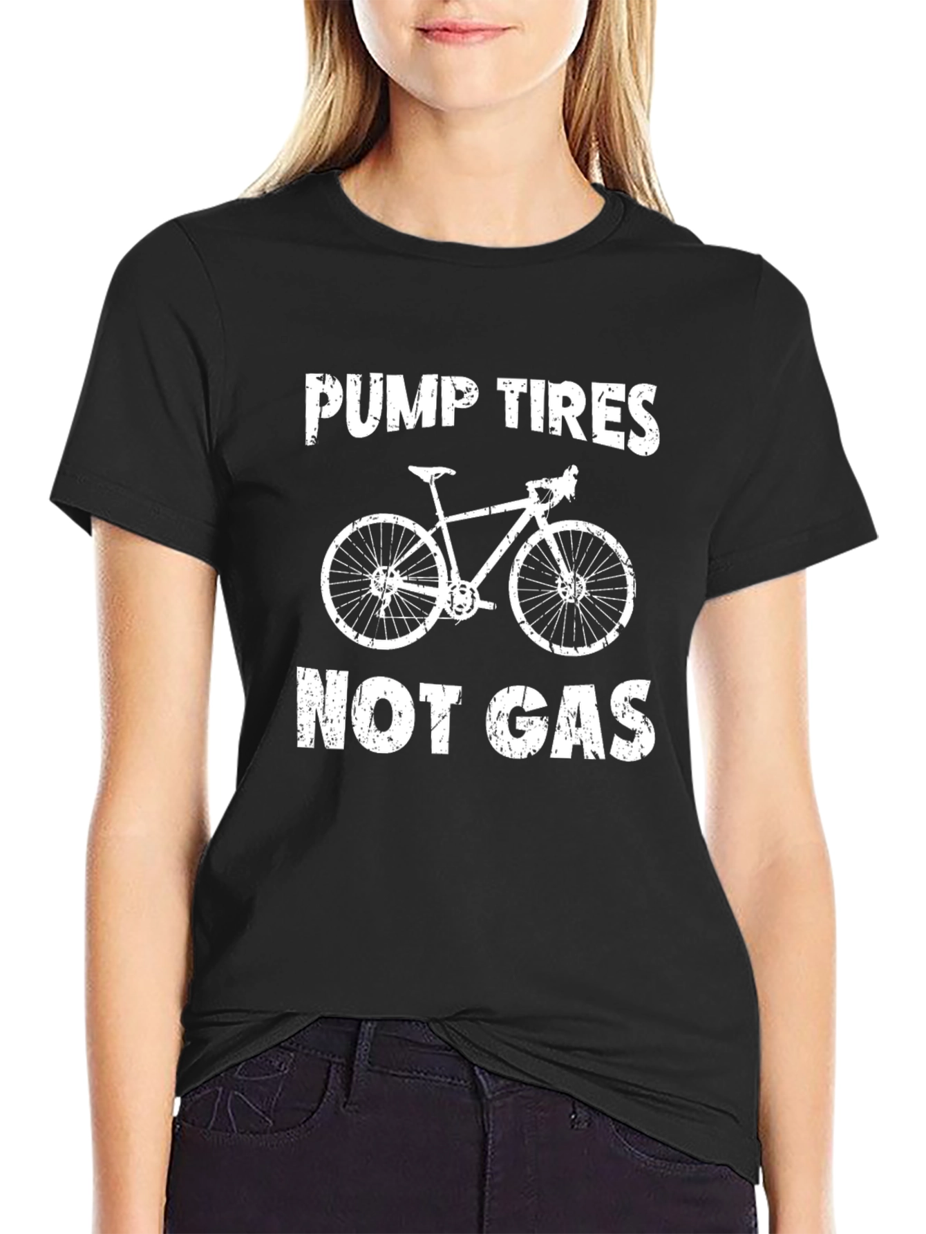 Pump Tires Not Gas Black Graphic T-Shirt