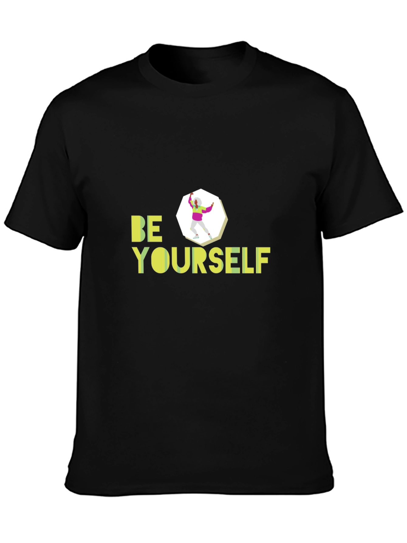Be Yourself Graphic Tee - Black Cotton Blend Shirt