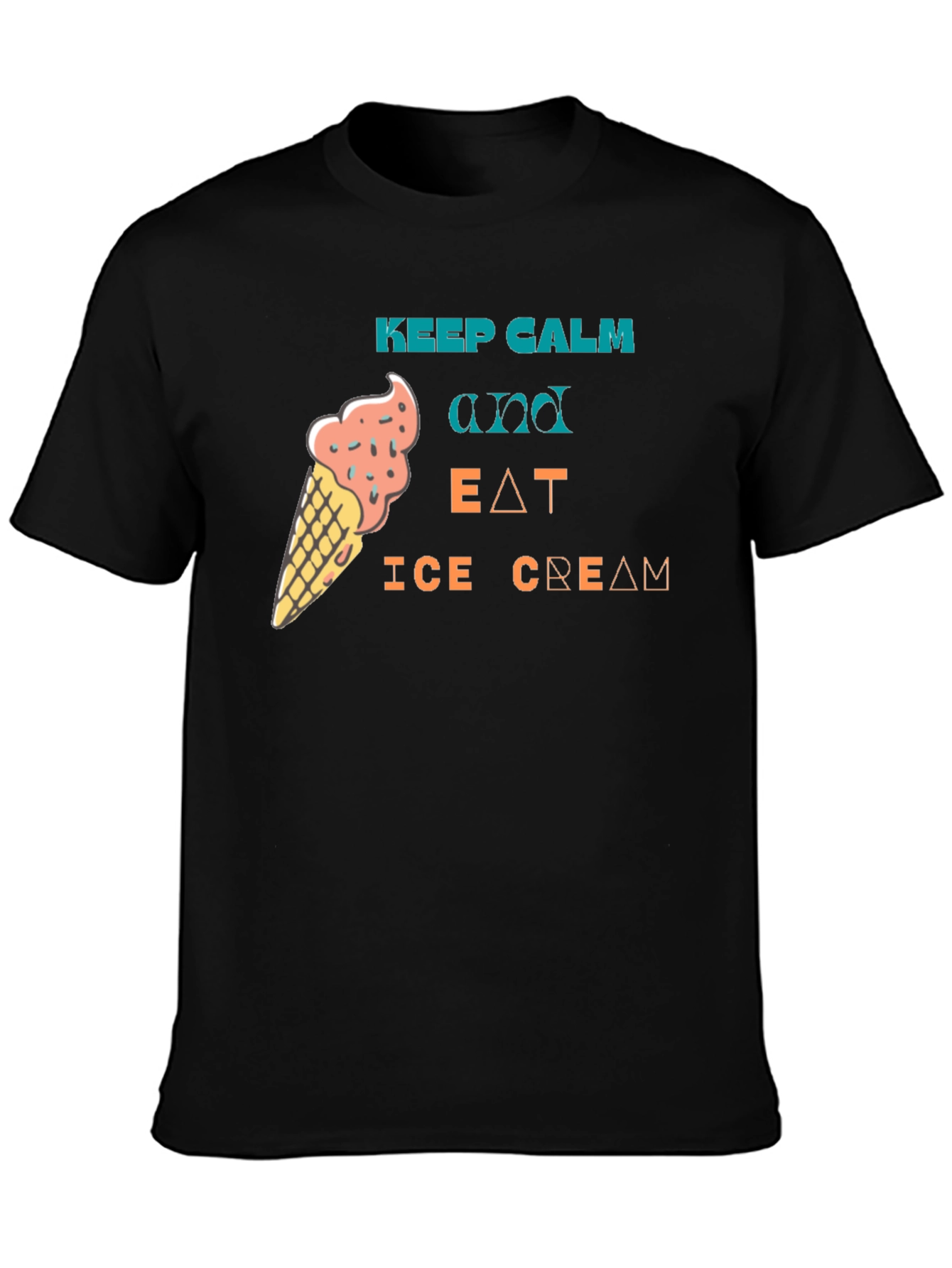 Keep Calm & Eat Ice Cream Black Tee