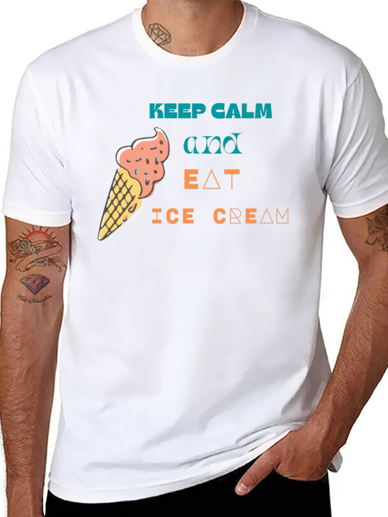 Keep Calm & Eat Ice Cream Black Tee