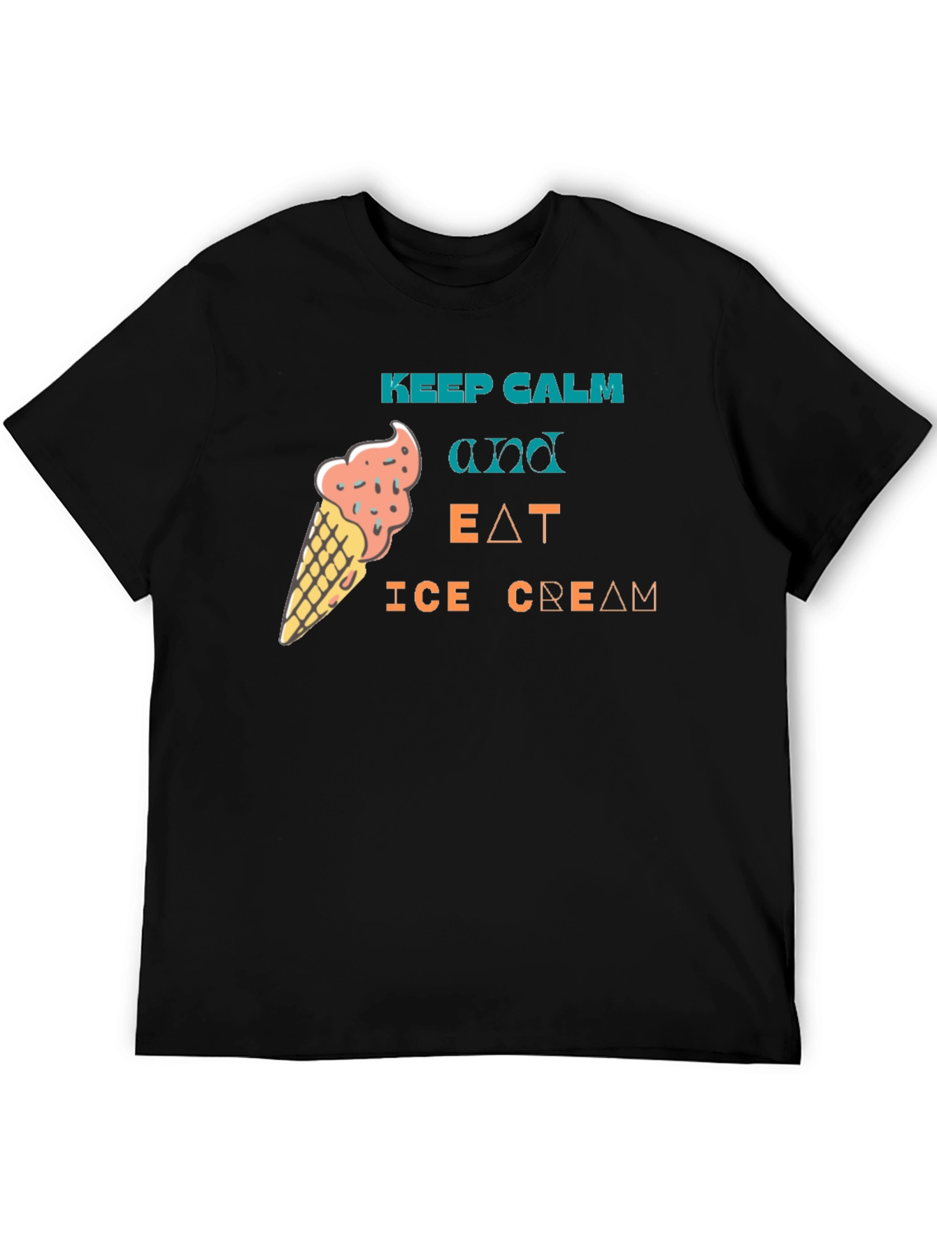 Keep Calm & Eat Ice Cream Black Tee