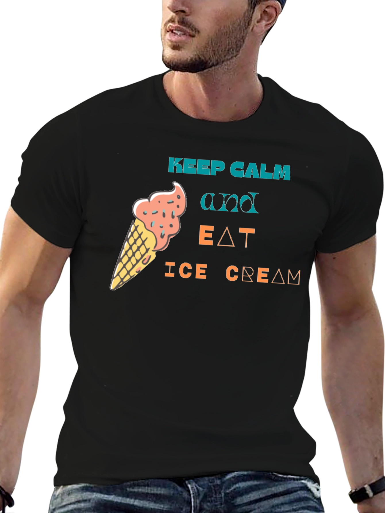 Keep Calm & Eat Ice Cream Black Tee