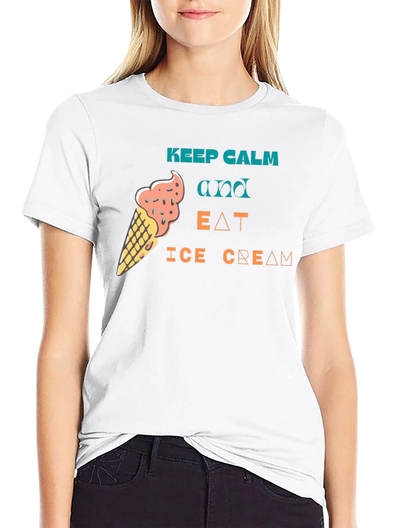 Keep Calm & Eat Ice Cream Black Tee
