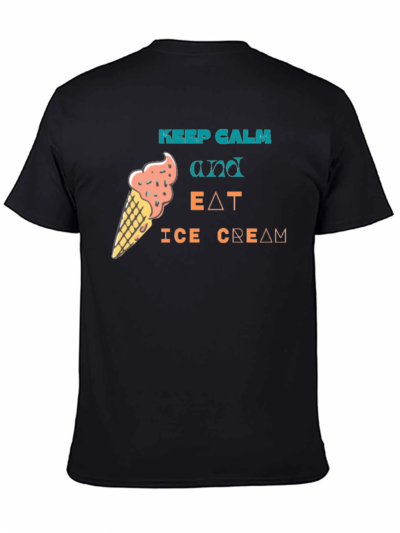 Keep Calm & Eat Ice Cream Black Tee