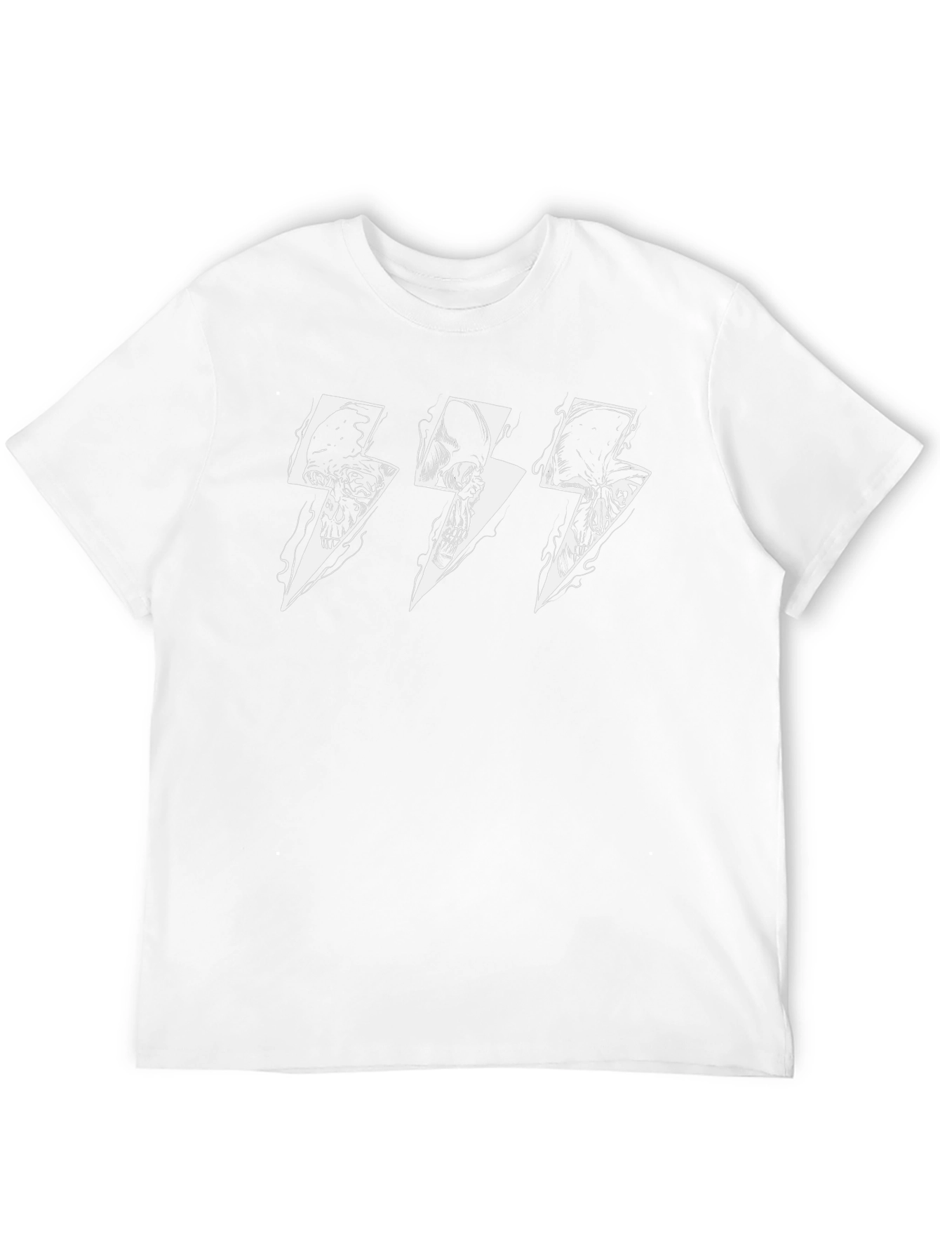 Skull Lightning Bolt Graphic Tee - Black Cotton T-Shirt