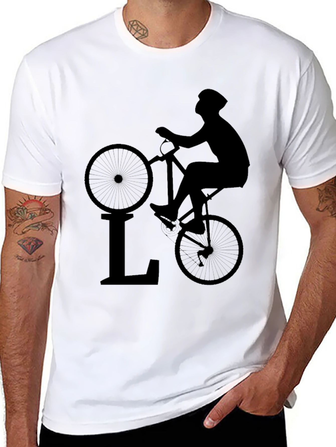 Cyclist Silhouette Black T-Shirt
