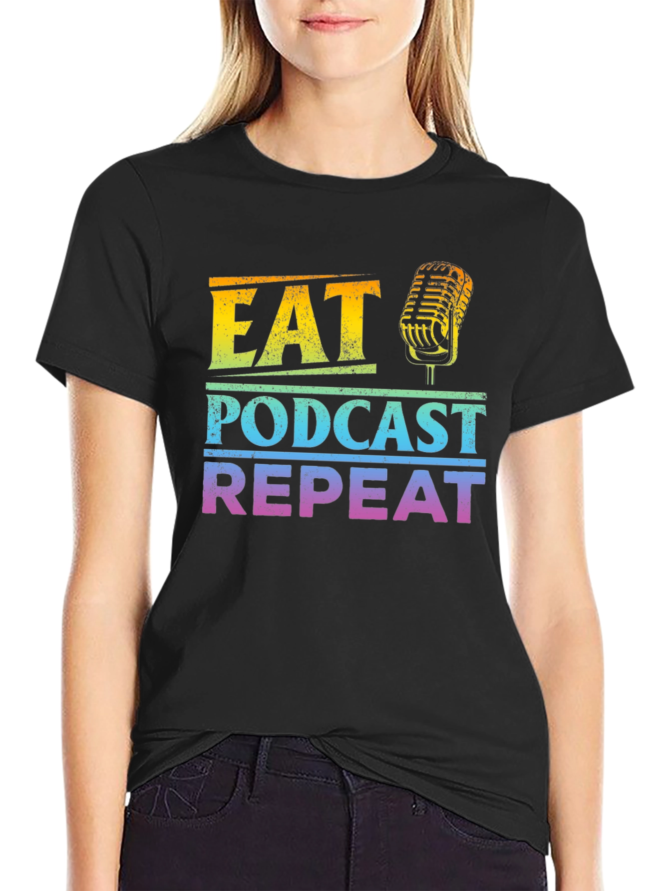 Eat Podcast Repeat T-Shirt - Podcasting Apparel