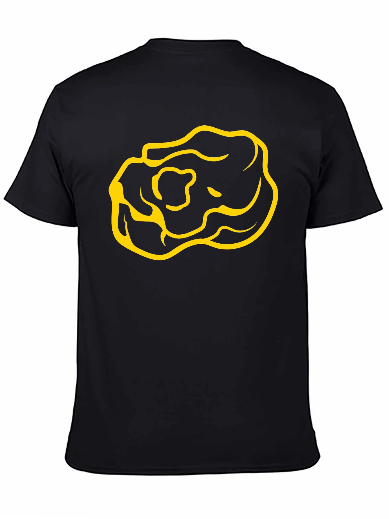 Black T-Shirt with Yellow Rose Design