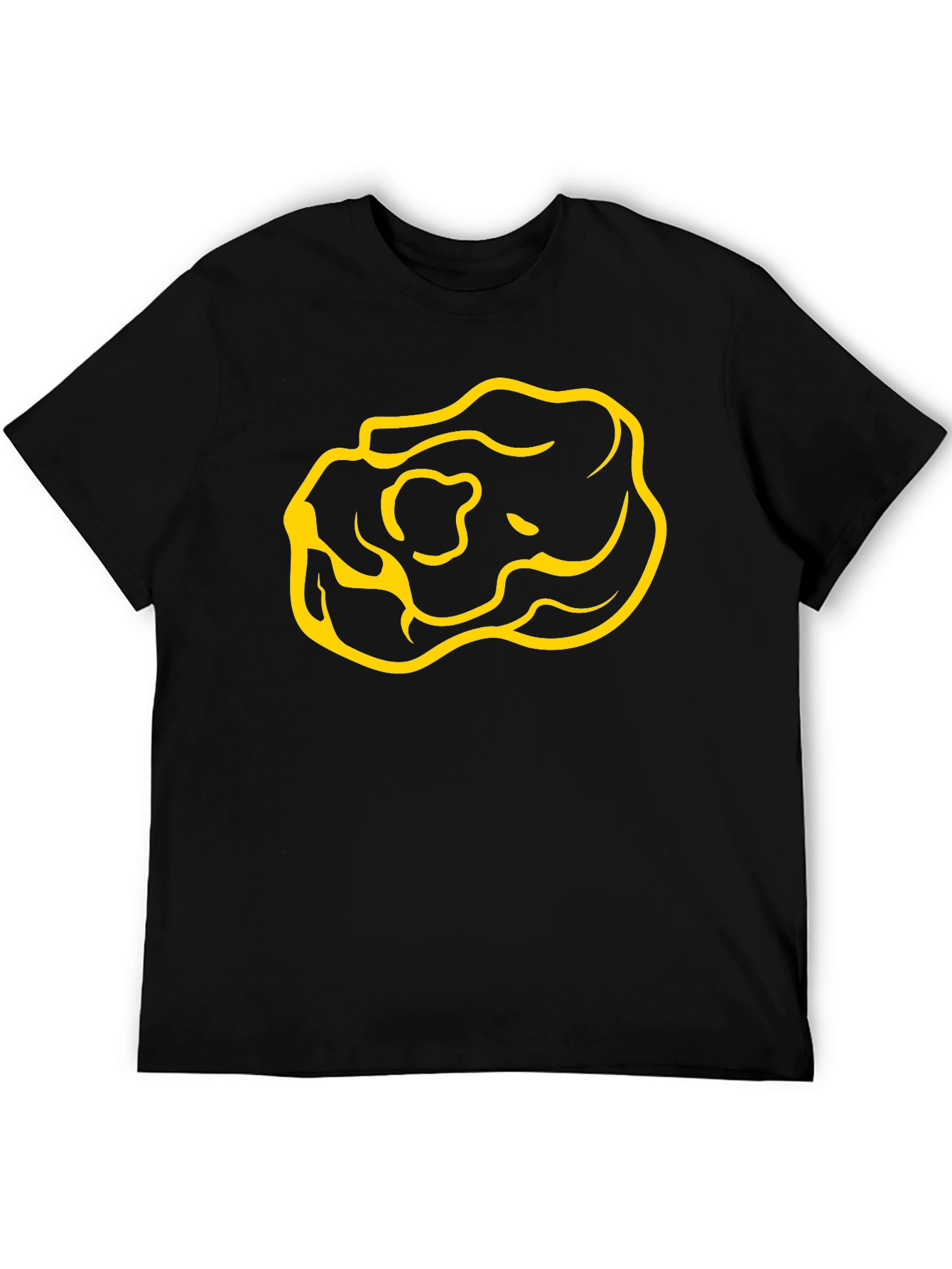 Black T-Shirt with Yellow Rose Design