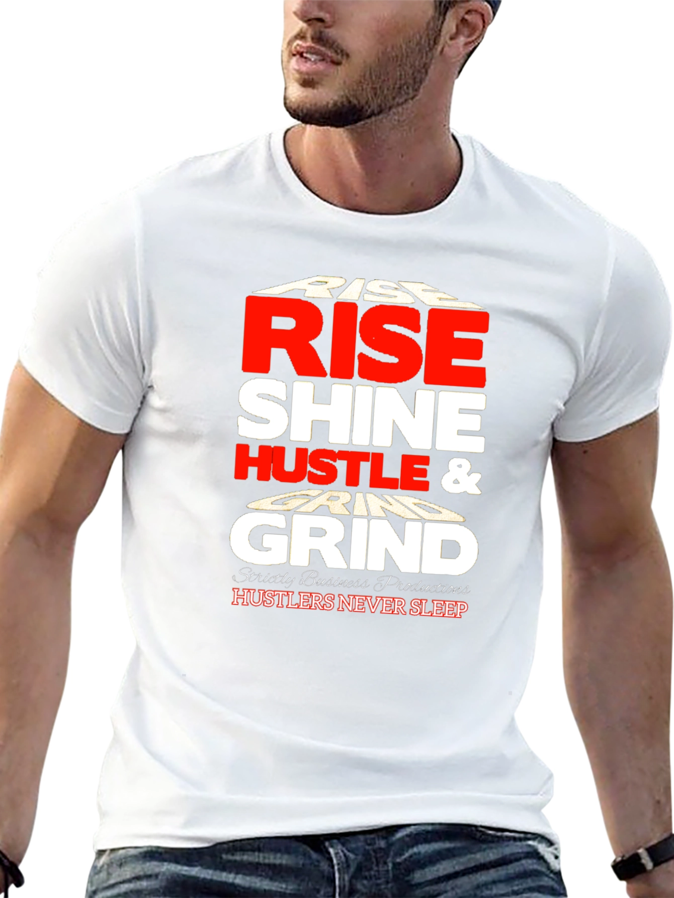 Rise Shine Hustle Grind Black Graphic Tee