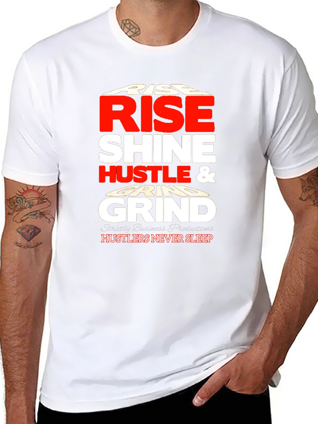 Rise Shine Hustle Grind Black Graphic Tee