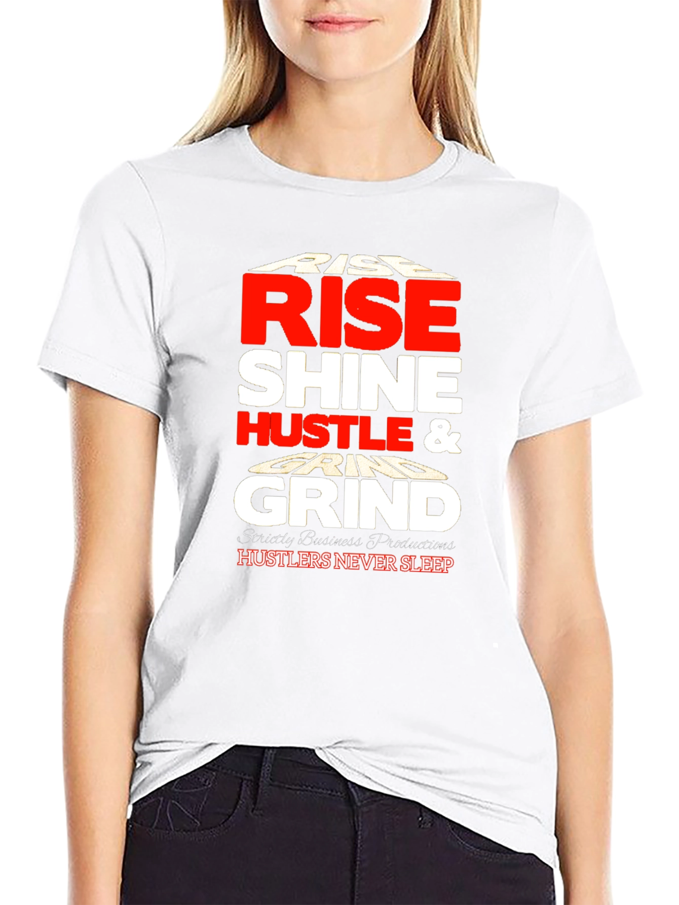Rise Shine Hustle Grind Black Graphic Tee