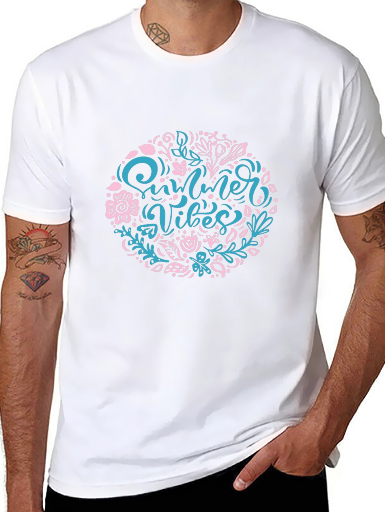 Summer Vibes Floral Print Black T-Shirt