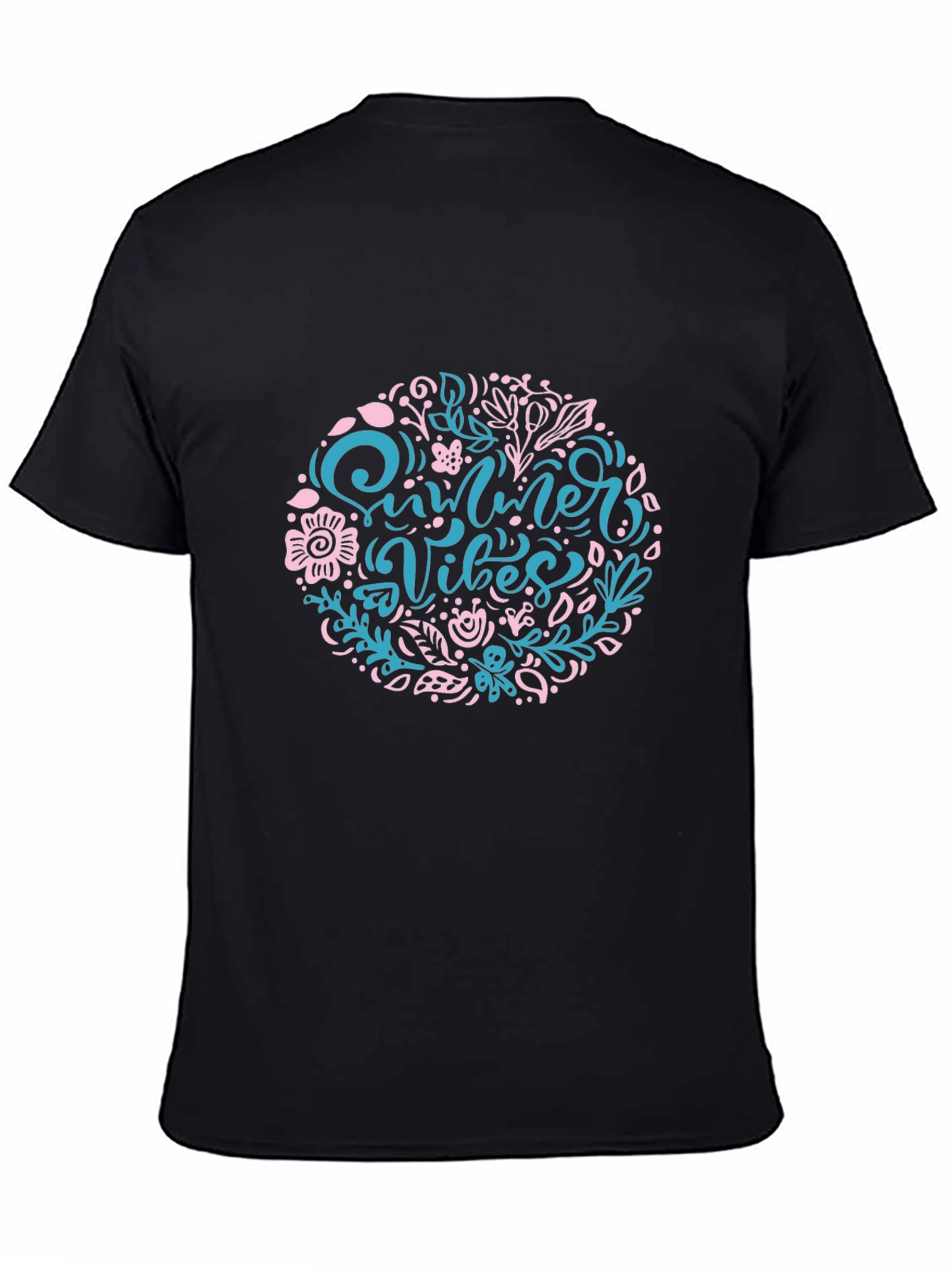 Summer Vibes Floral Print Black T-Shirt