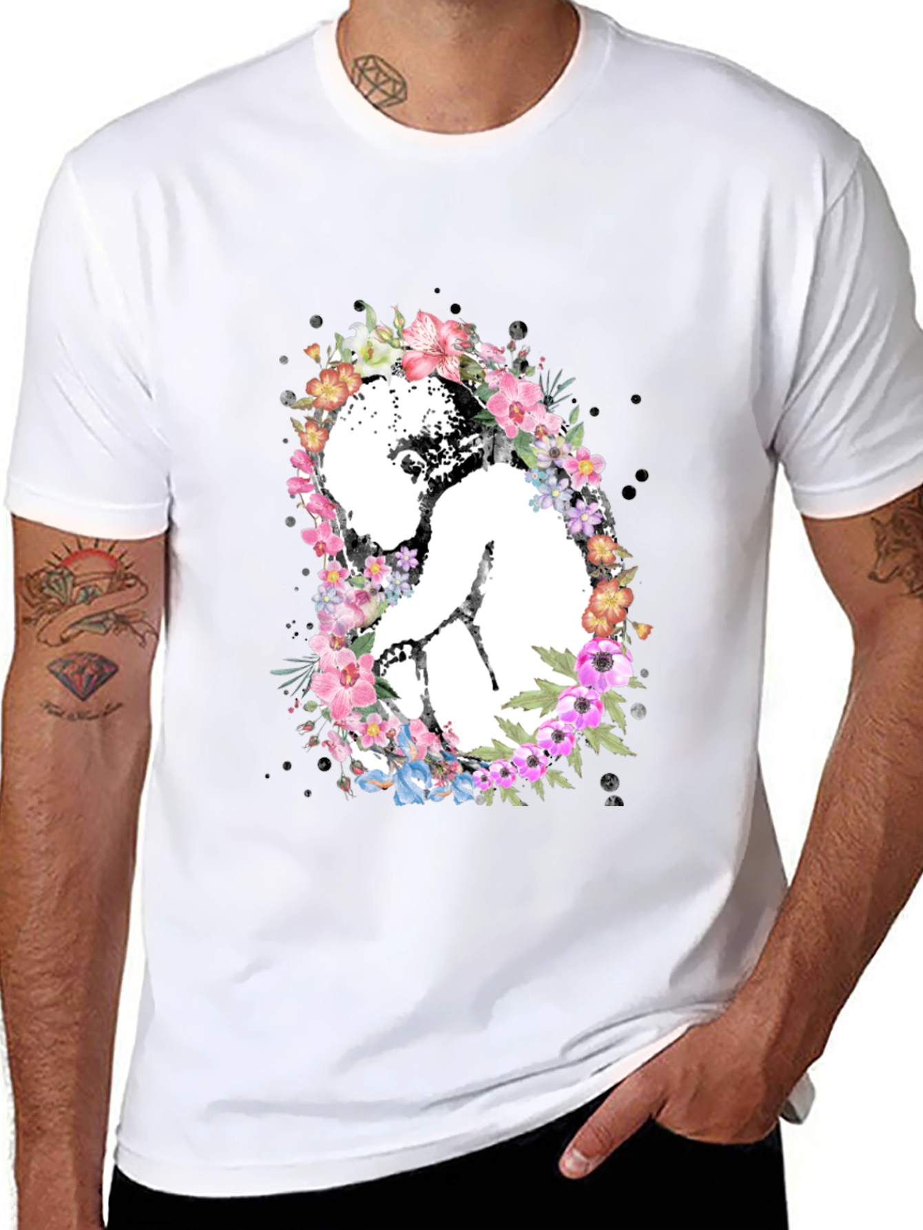 Floral Embryo Graphic Tee - Black Unisex T-Shirt