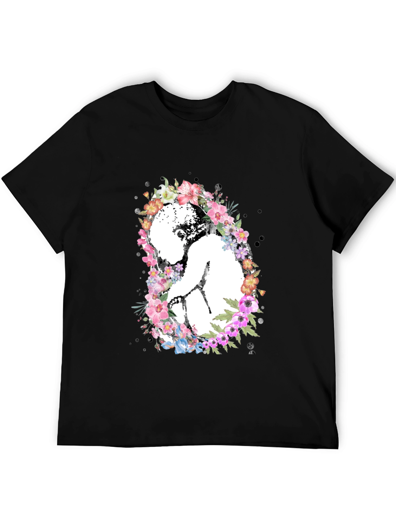 Floral Embryo Graphic Tee - Black Unisex T-Shirt