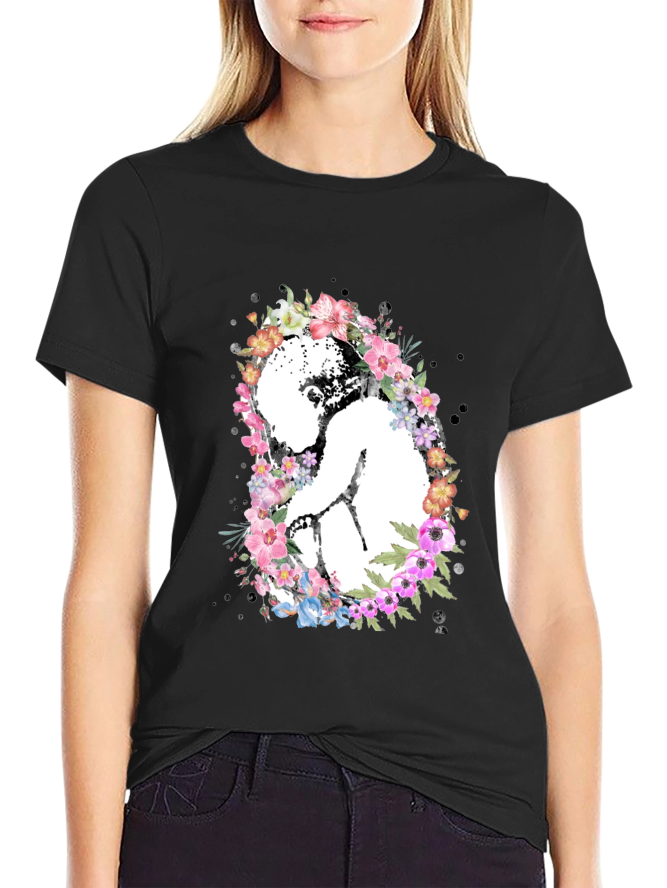 Floral Embryo Graphic Tee - Black Unisex T-Shirt