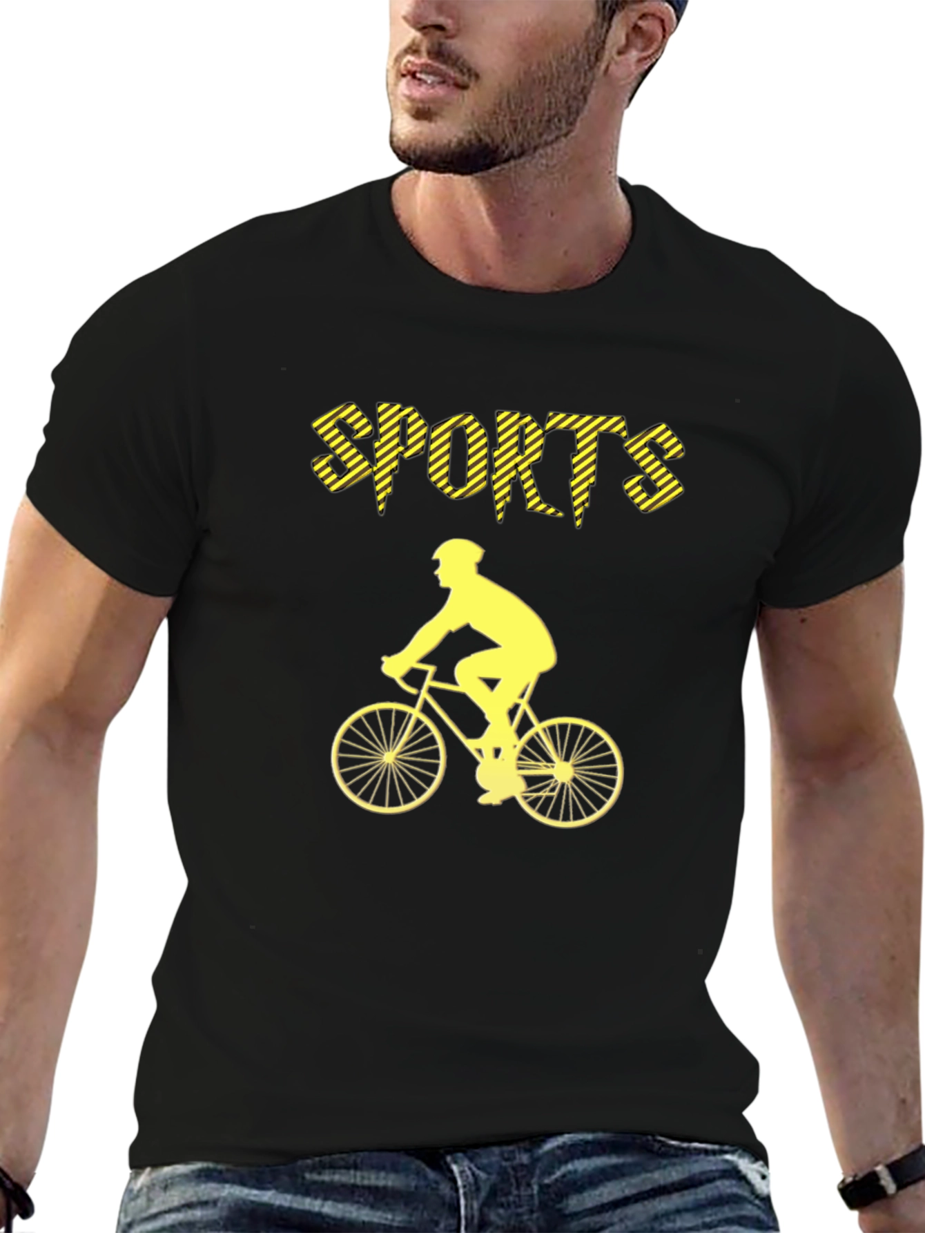 Sports Cyclist Graphic Tee - Black