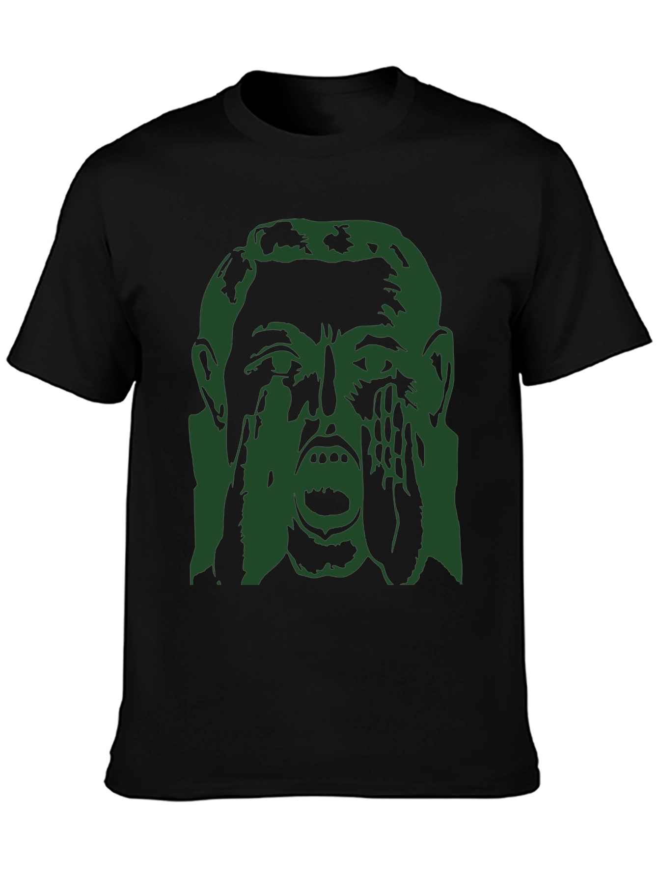 Screaming Face Graphic Print Black T-Shirt