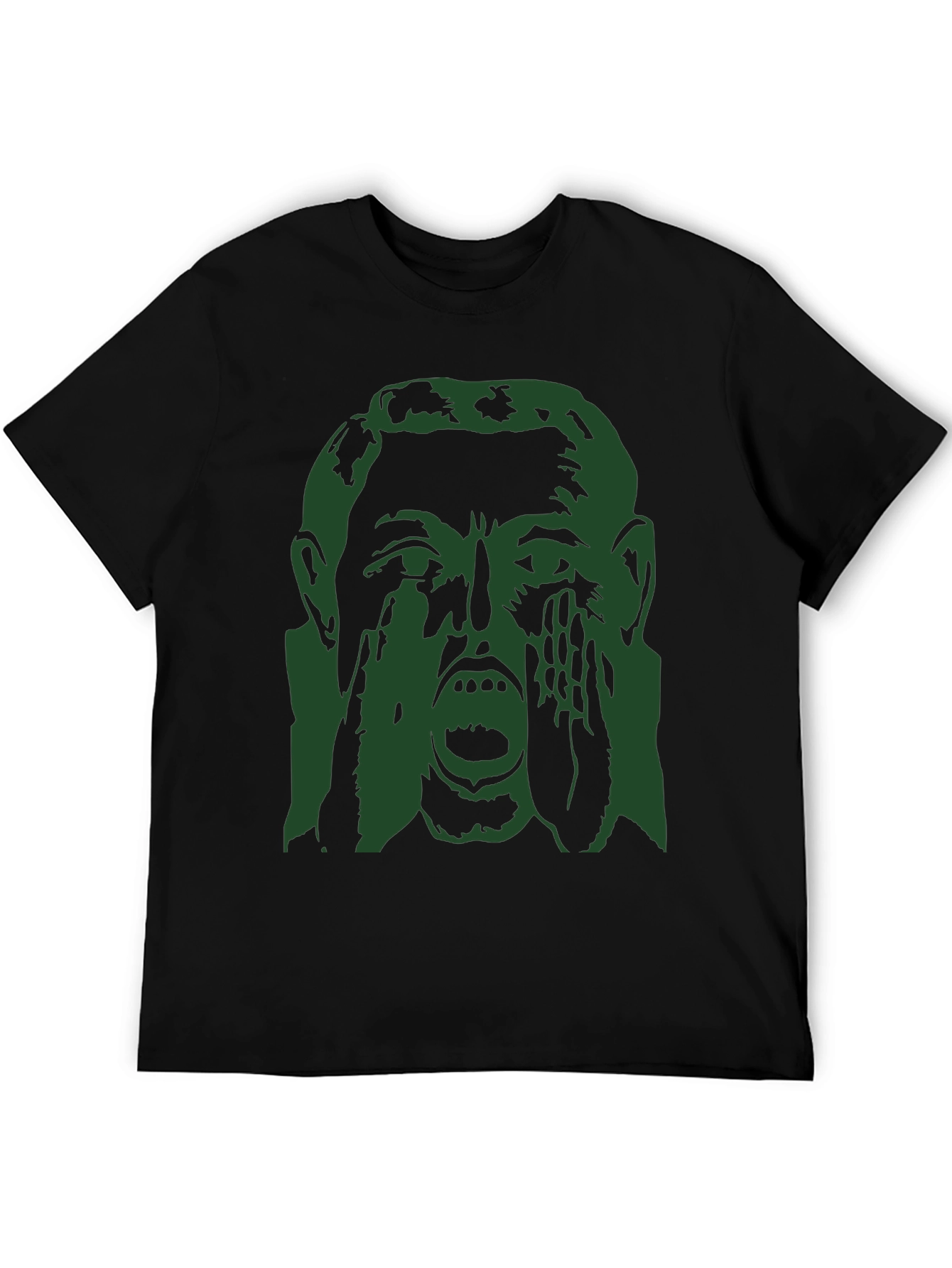 Screaming Face Graphic Print Black T-Shirt