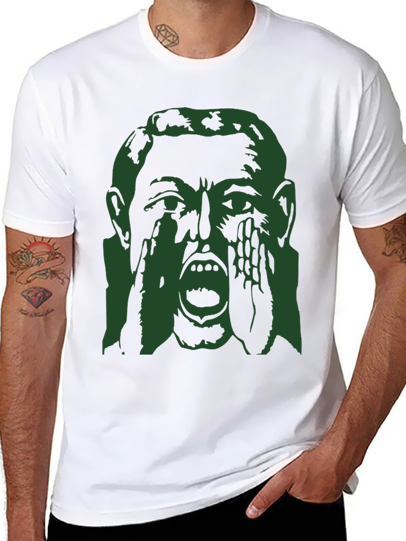 Screaming Face Graphic Print Black T-Shirt