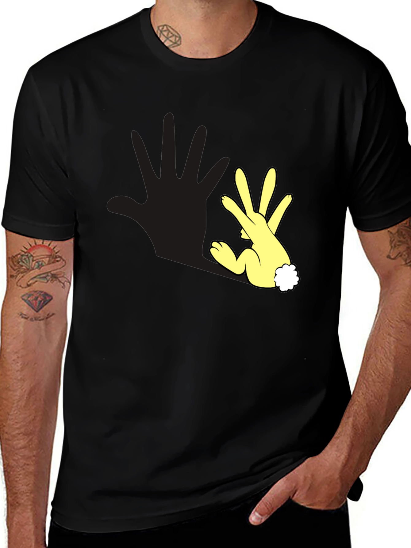 Hand Shadow Bunny T-Shirt - Unique Design!