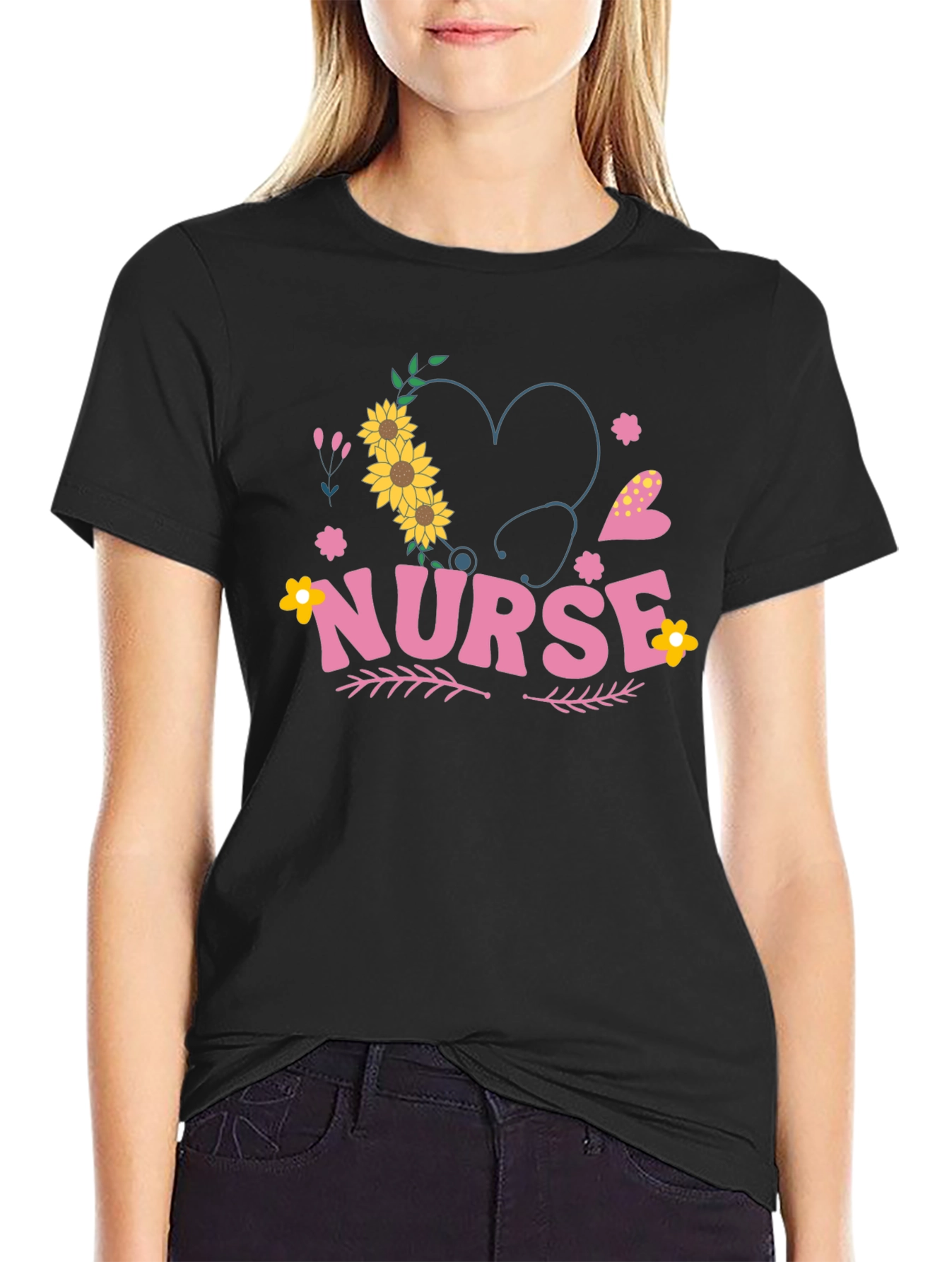 Nurse Sunflower Heart Tee