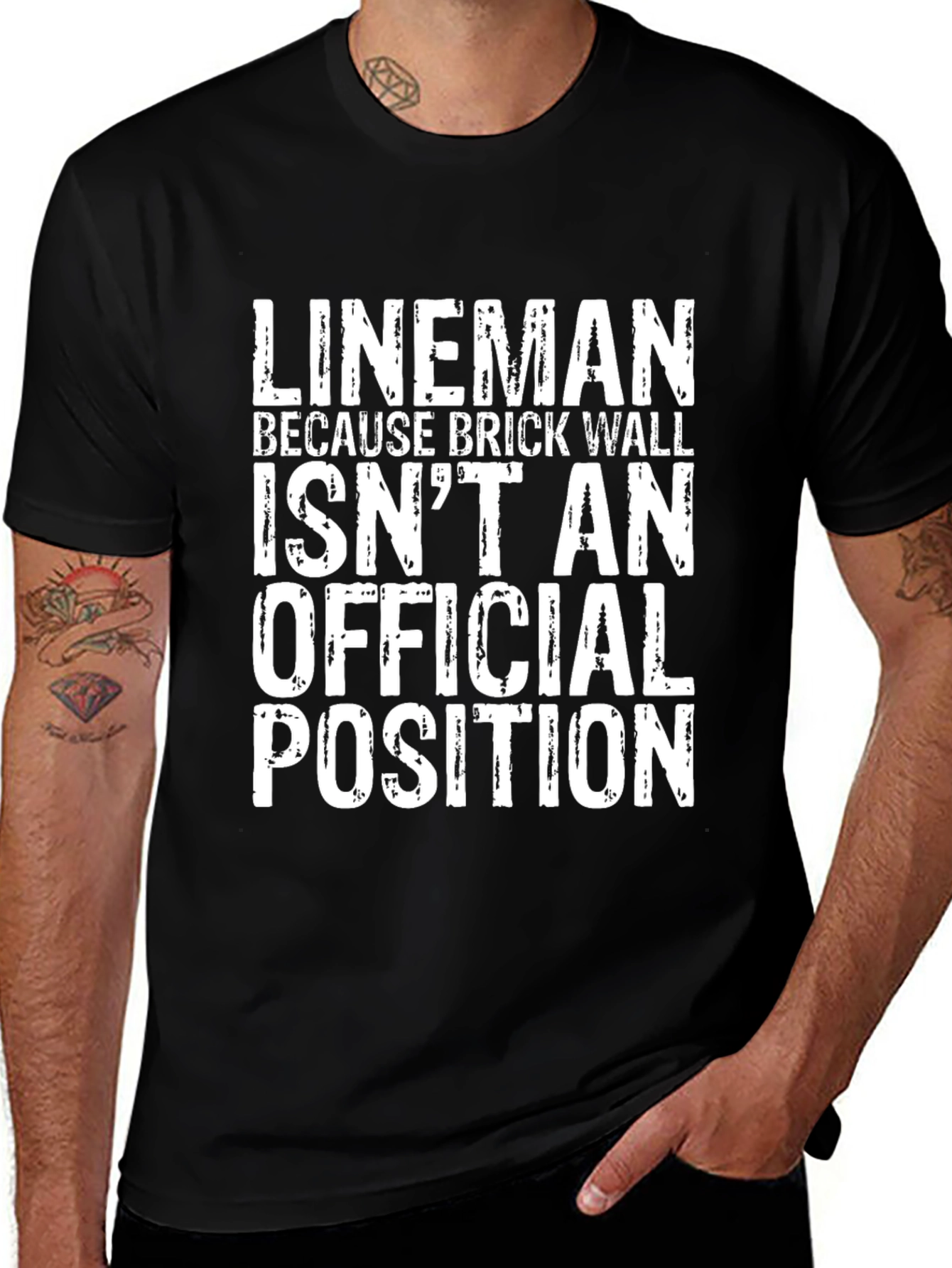 Lineman Brick Wall Funny T-Shirt