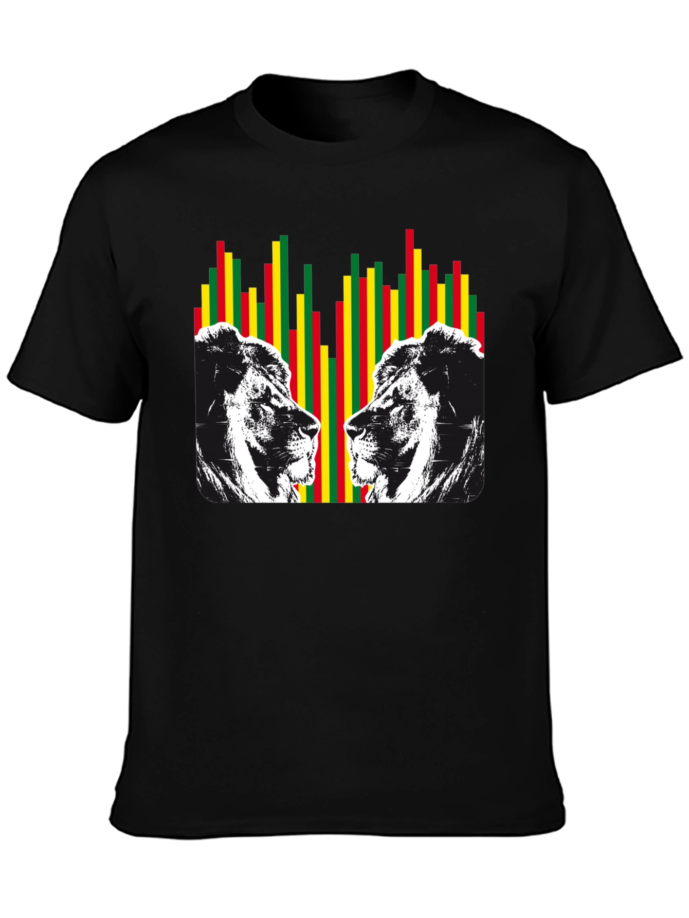 Lion Rasta Graphic Print Crew Neck T-Shirt