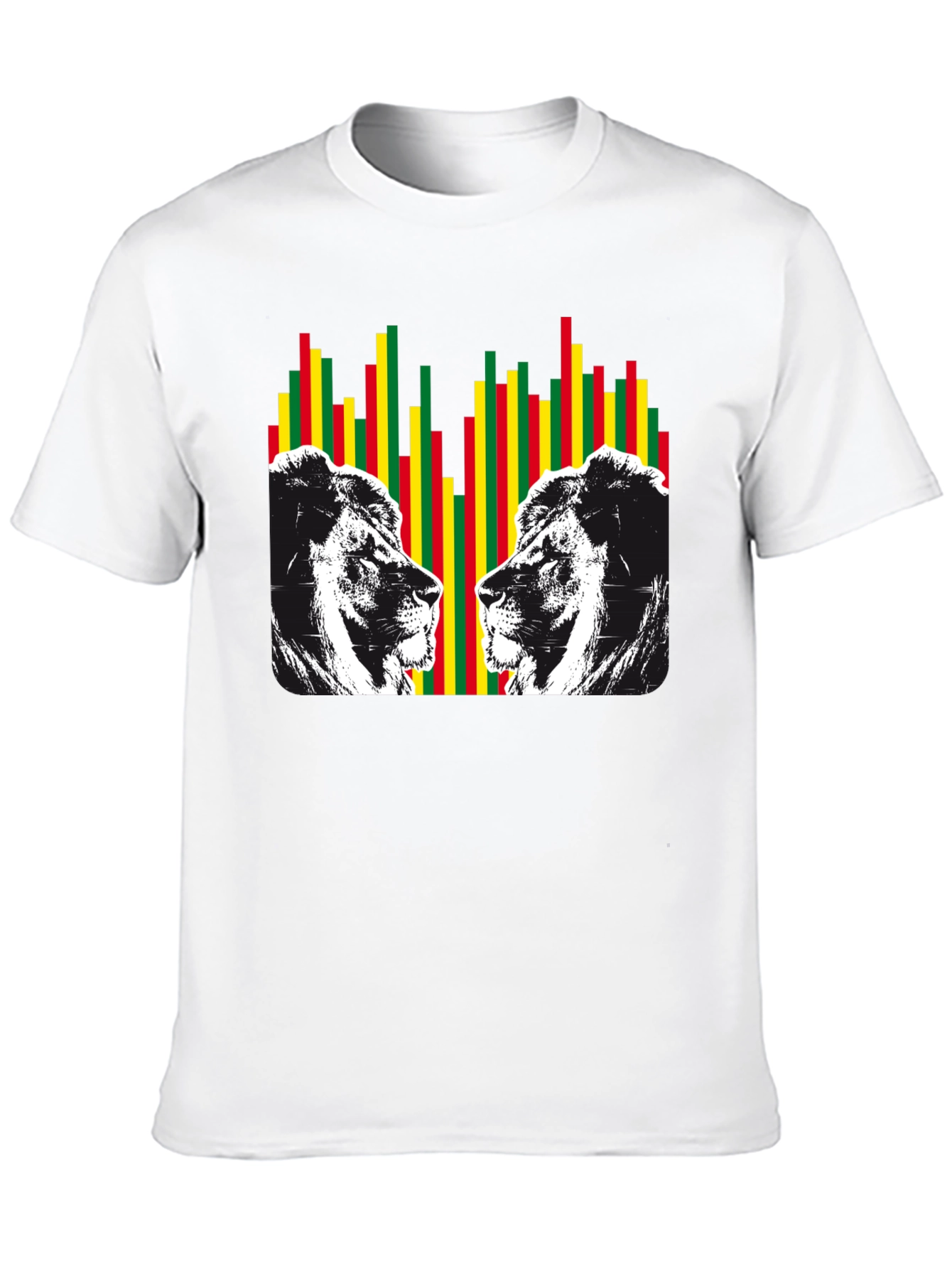 Lion Rasta Graphic Print Crew Neck T-Shirt