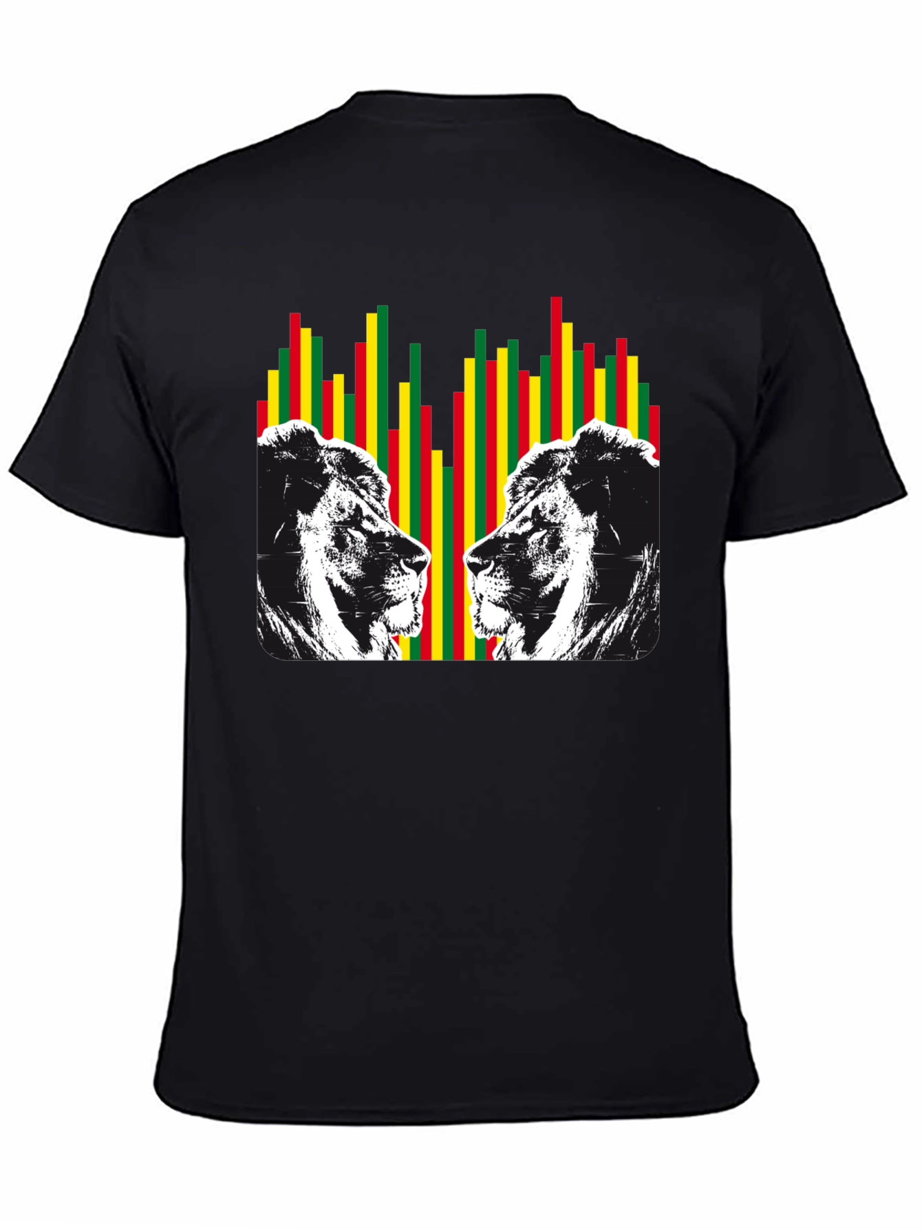 Lion Rasta Graphic Print Crew Neck T-Shirt