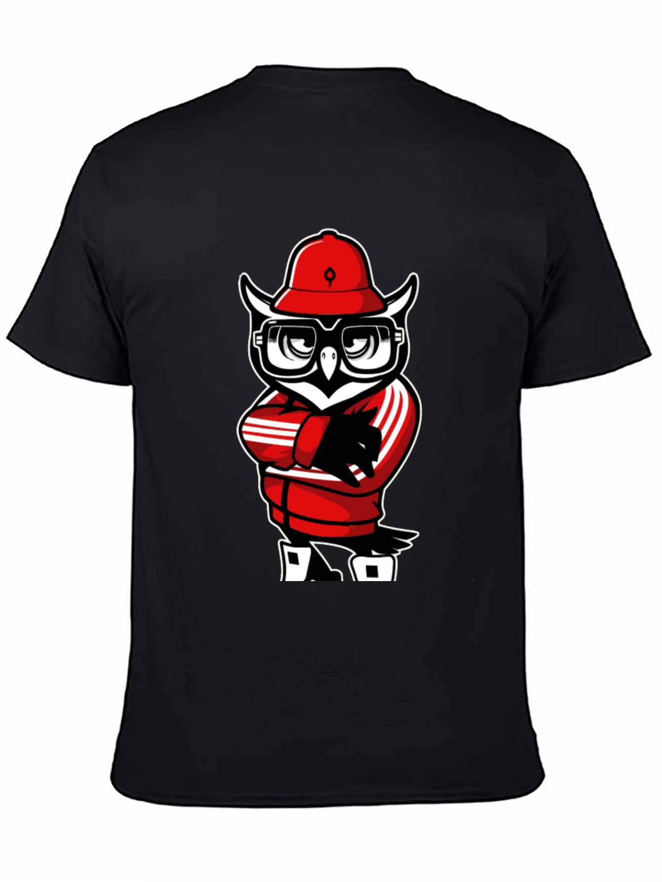 Cool Owl Graphic Tee - Black Cotton T-Shirt