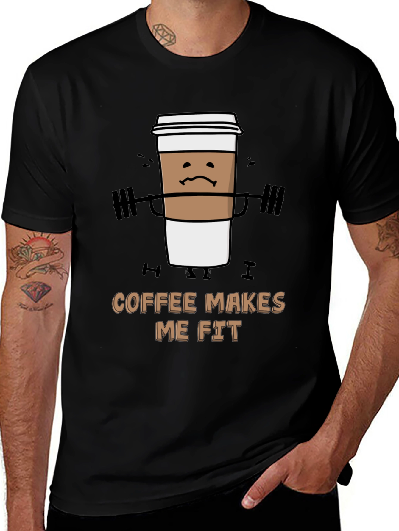 Coffee Makes Me Fit Black T-Shirt