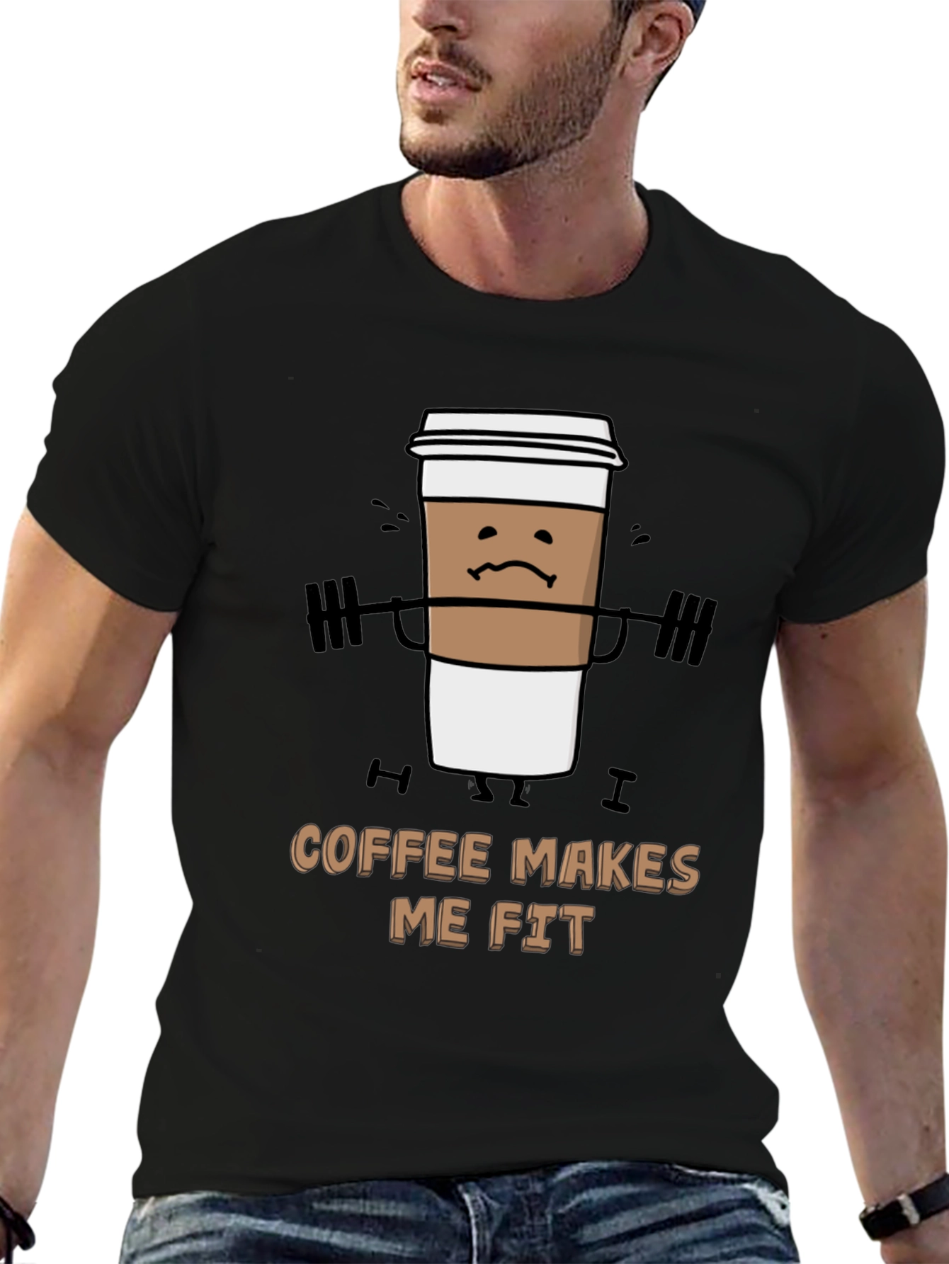 Coffee Makes Me Fit Black T-Shirt