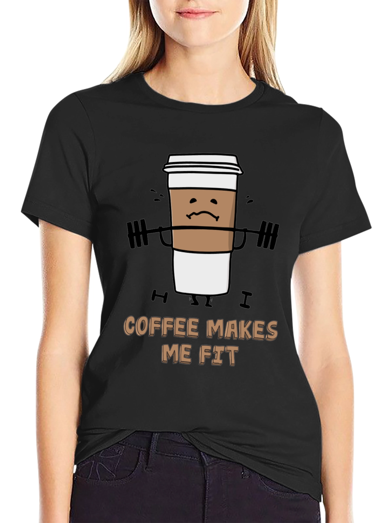 Coffee Makes Me Fit Black T-Shirt