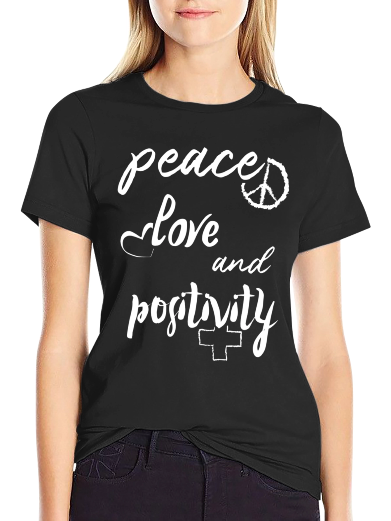 Peace Love and Positivity Black T-Shirt