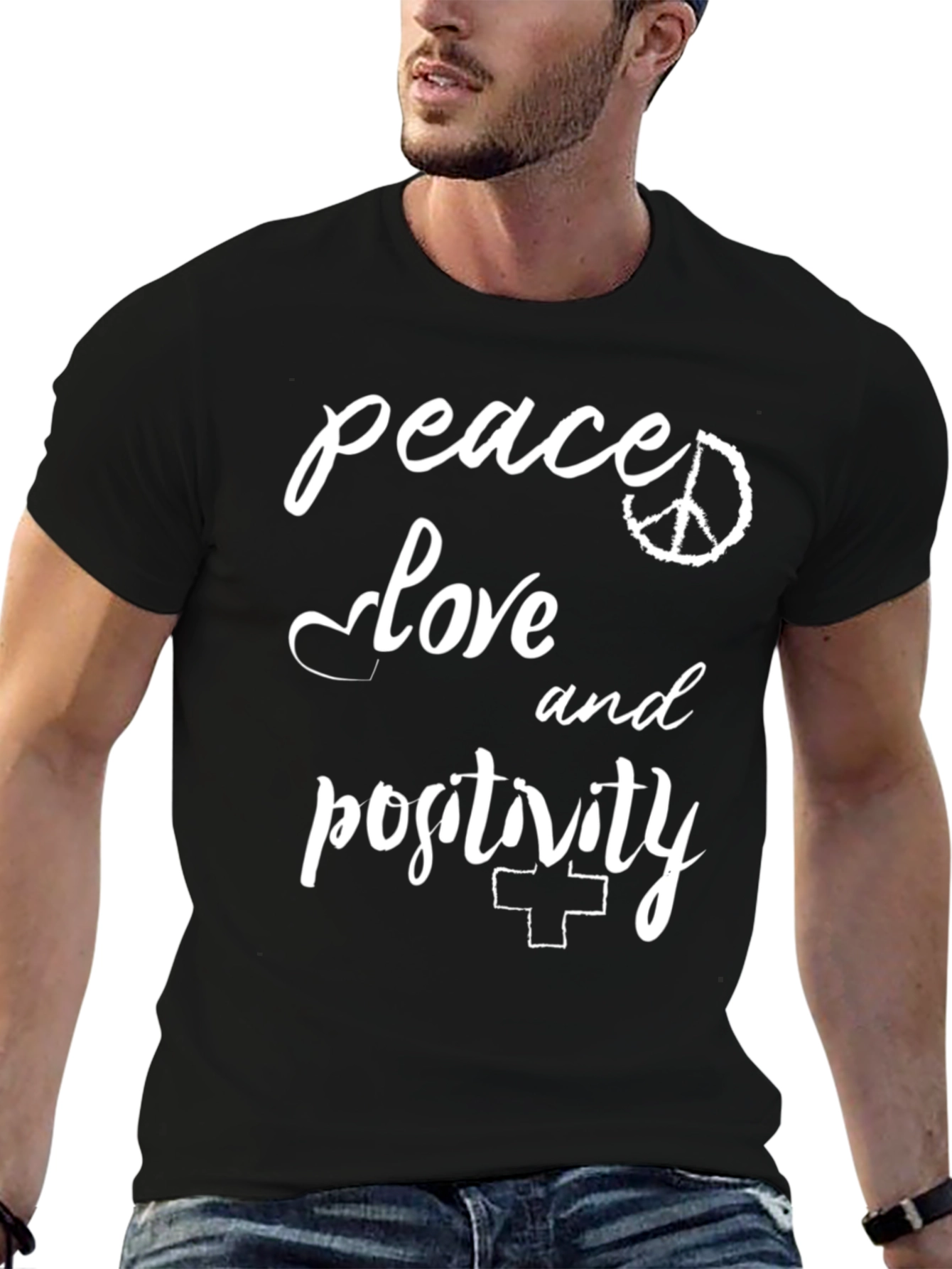 Peace Love and Positivity Black T-Shirt