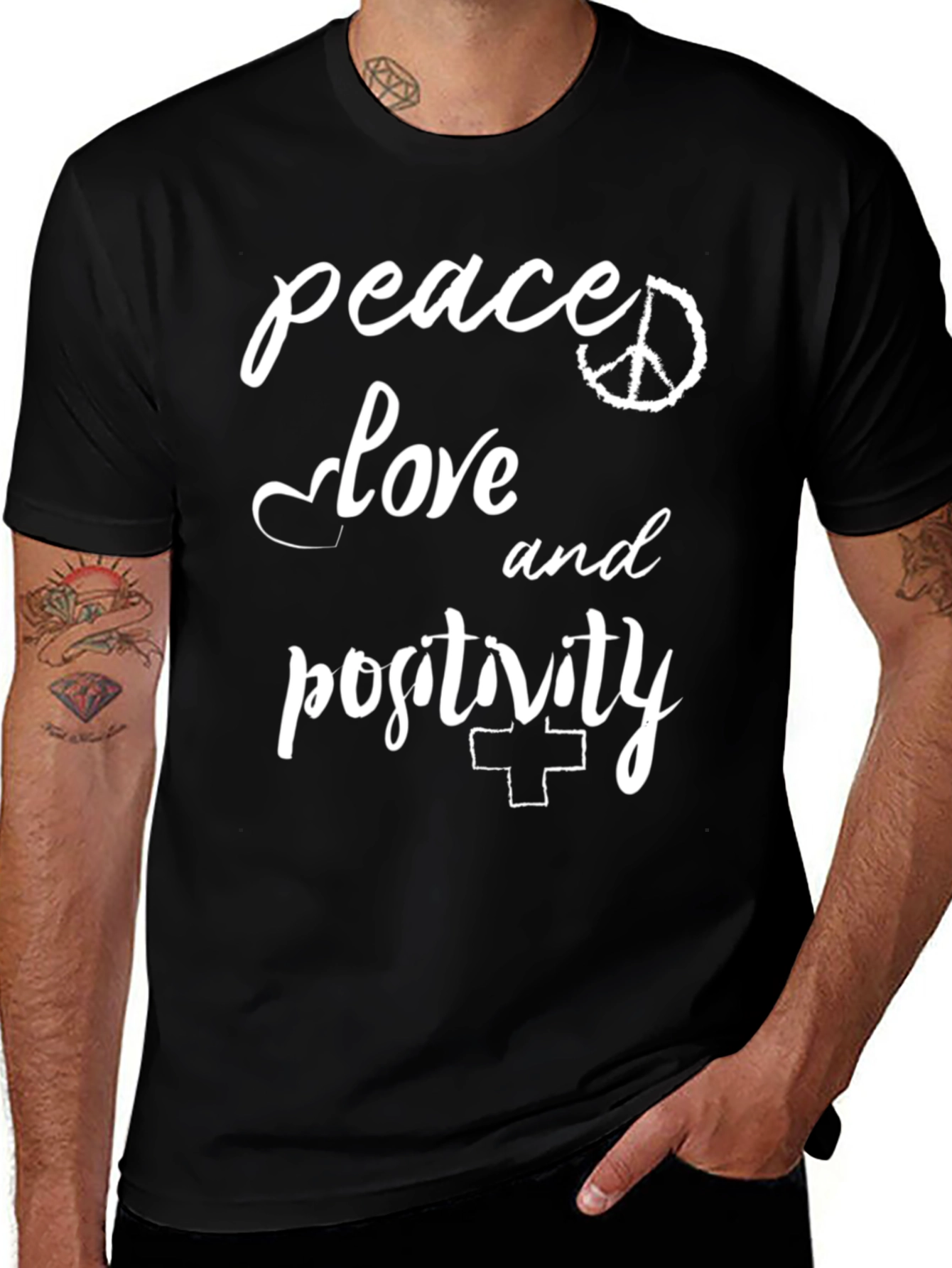Peace Love and Positivity Black T-Shirt