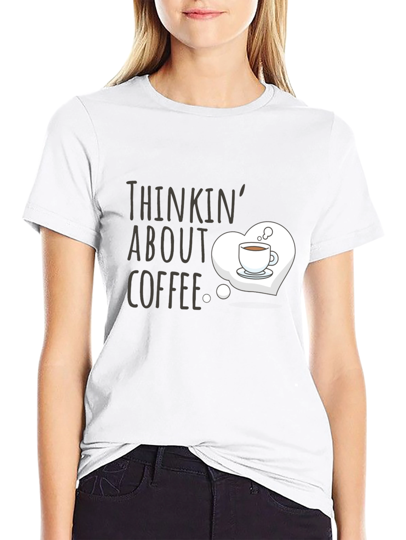 Thinkin About Coffee Graphic Tee - Black