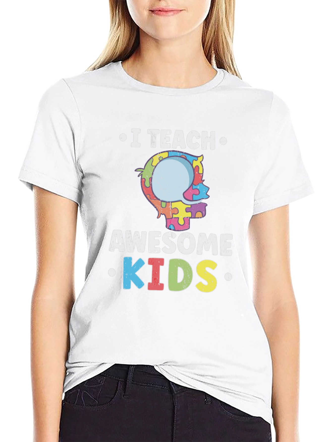 I Teach Awesome Kids Autism Awareness T-Shirt